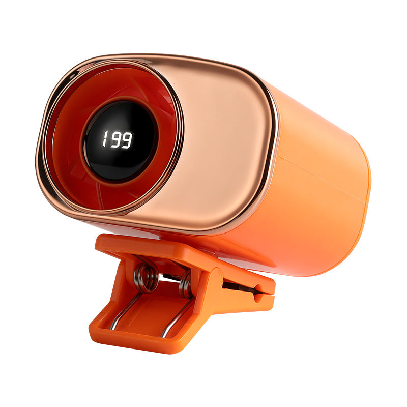 🌀 Ventilador manos libres con pantalla LED, clip integrado y 199 niveles de ajuste