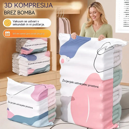 🧳【5-delni komplet】💨 Velika, stisljiva vakuumska vrečka za shranjevanje: črpalka ni potrebna, neprepustna in idealna za prihranek prostora v kovčkih in doma ✈️
