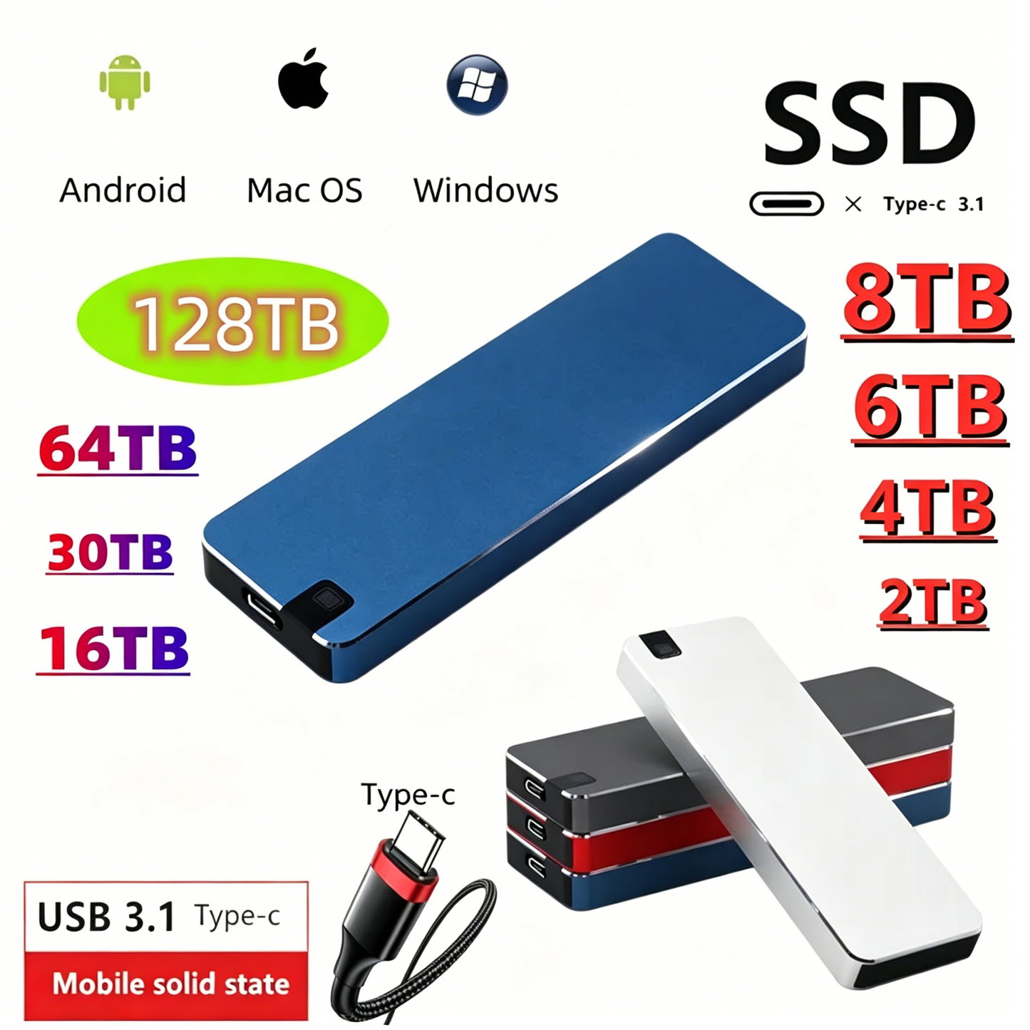【8TB】⚡ Disco Duro USB 3.0 Multifuncional de Alta Velocidad | Transferencia Rápida, Gran Compatibilidad, Almacenamiento Sin Preocupaciones 💻📦