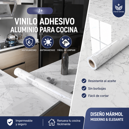 【60cm*5m】🛡️ Lámina Adhesiva de Aluminio Removible – Antigrasa, Resistente al Calor y Fácil de Limpiar