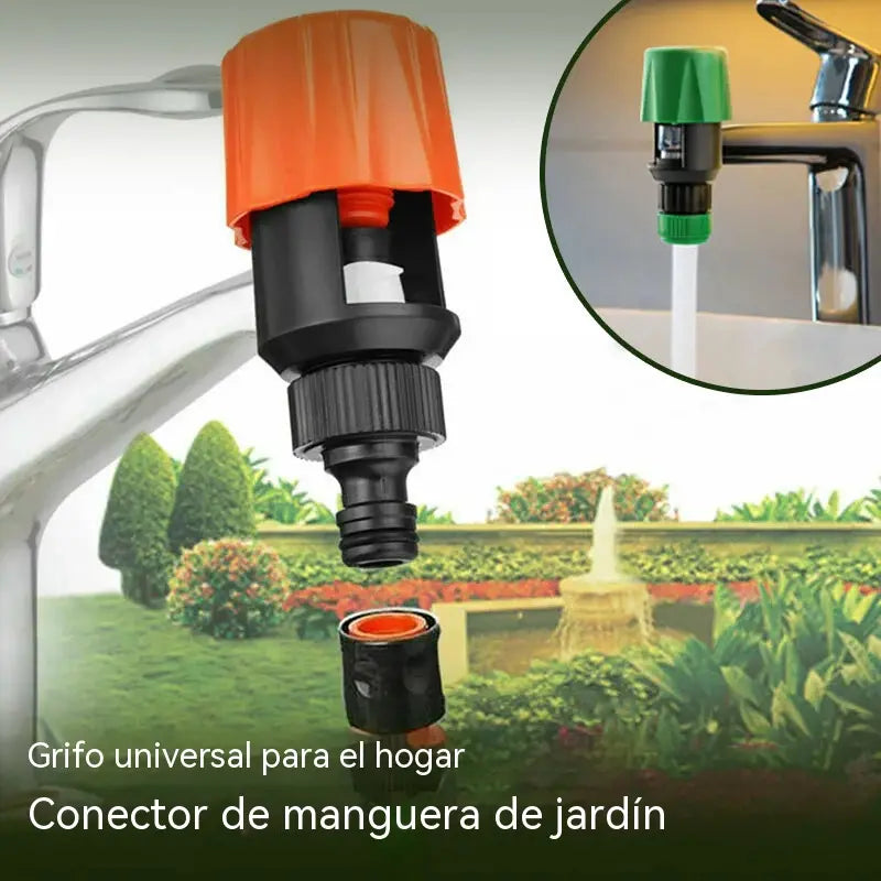 🎉¡Descuento por tiempo limitado! 🚿🌿Adaptador de grifo a manguera para jardín, balcón y coche | Fácil instalación | Sin fugas | Naranja/Verde✨🚿