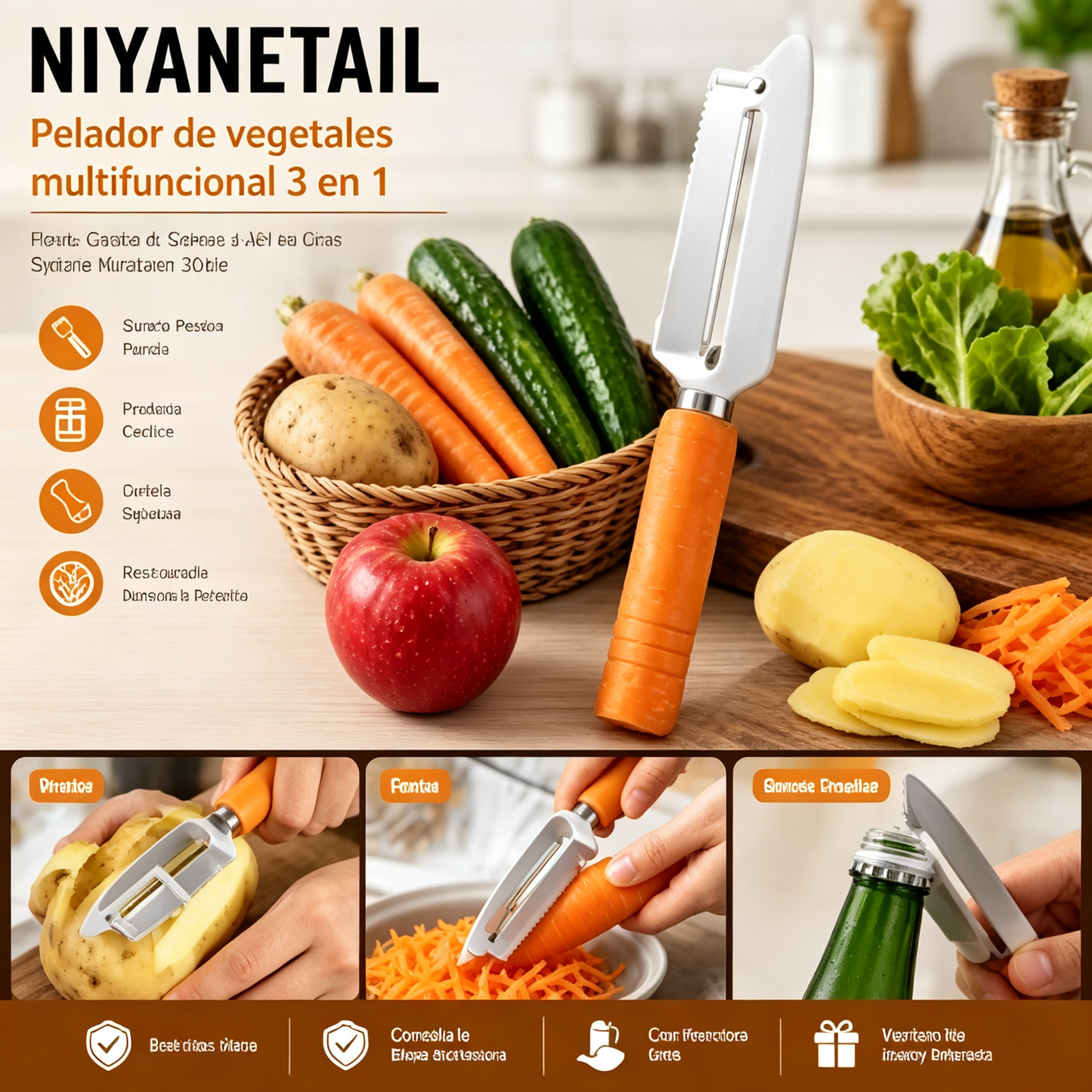 💥Compra 1 y llévate 1 gratis💥🔪Pelador multifuncional de acero inoxidable🧅