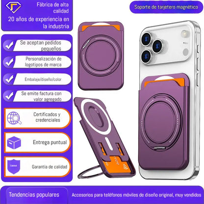 📱📎El soporte magnético para tarjetas de tu teléfono se transforma en un soporte giratorio de 360°, compatible con todas las marcas de teléfonos móviles.