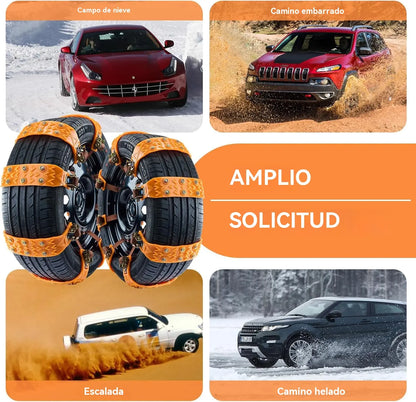 🔥🚗【Paquete de 4, Herramientas de instalación incluidas】🔥 Cadenas de nieve, Cadenas de nieve de emergencia universales para neumáticos de automóvil