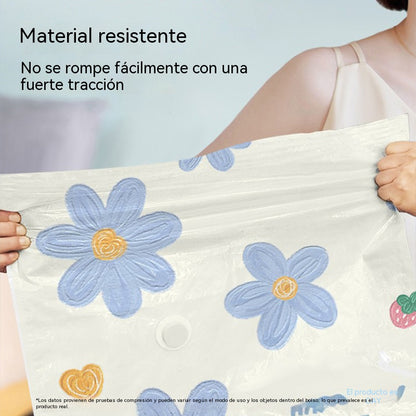 🧳【Juego de 4 piezas】💨 Bolsas de almacenamiento al vacío compresibles de gran capacidad: diseño a prueba de fugas, ideal para ahorrar espacio en tu maleta y en casa ✈️