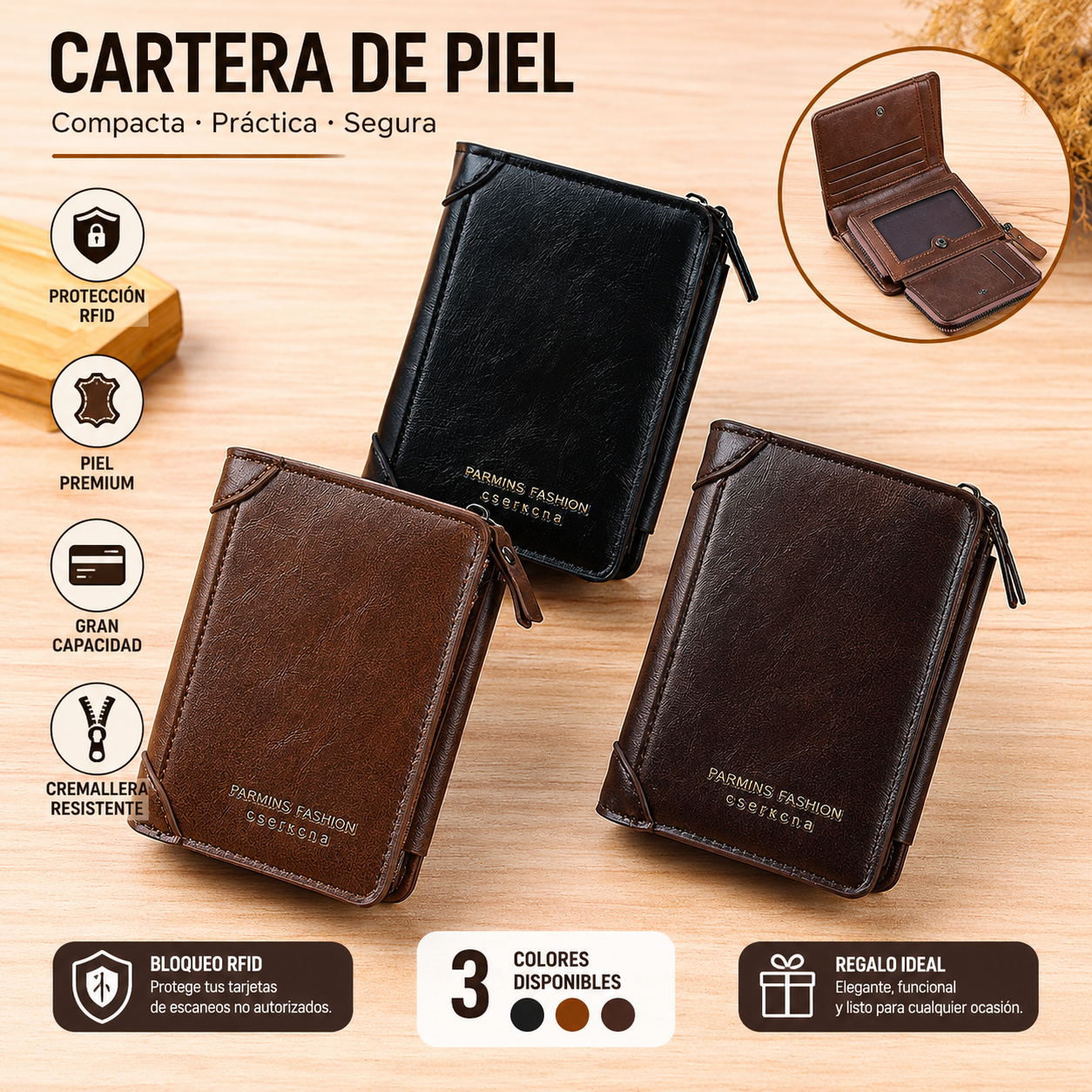 🔥50% de descuento🔥 Nueva cartera antimagnética RFID para hombre, gran capacidad, piel suave.