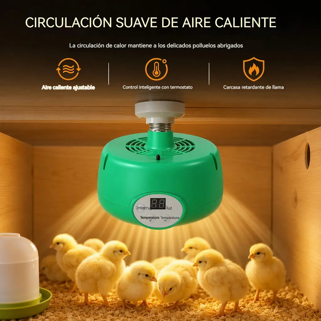 🐥🌡️Control inteligente de temperatura para mascotas con pantalla y lámpara de calor.