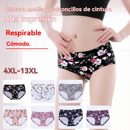 🔥7 piezas 29 euros💕Ropa interior antibacteriana cómoda de algodón puro, nuevo estilo estampado【50-140KG】