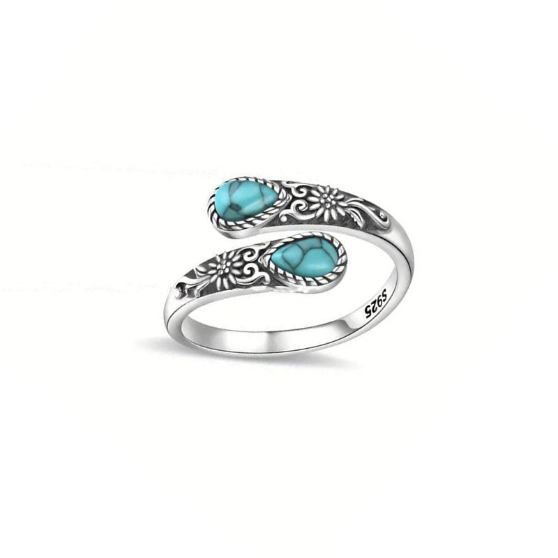 Último día 50 % de descuento en anillo con flor de piedra lunar, estilo vintage. Ajuste ajustable · Atemporal Elegancia