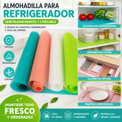 8 piezas por 26 euros-🧊🛡️ Protectores impermeables para estantes de refrigerador — Antideslizantes, fáciles de limpiar y aptos para contacto con alimentos — Mantén los estantes ordenados y frescos ✨