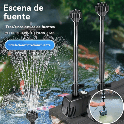 ⛲🌈Bomba de fuente con iluminación LED de colores, bomba de fuente EQB-600P de 8 W (adecuada para profundidades de agua inferiores a 30 cm)
