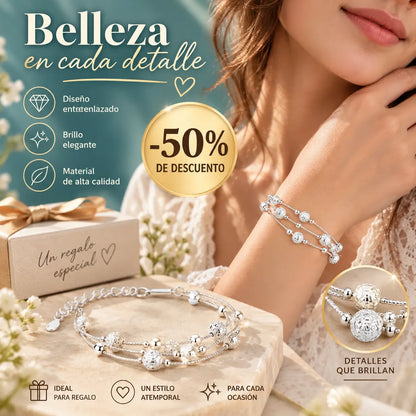 ✨✨【Compra 1, llévate 1 gratis】Pulsera de cuentas de la suerte de plata 999 con diseño grabado