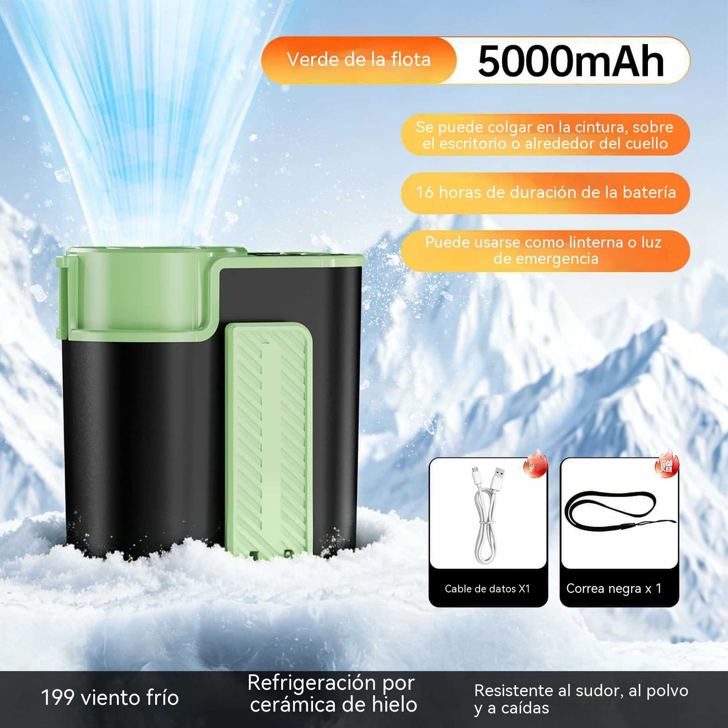🏆50% DE DESCUENTO⏰ Ventilador personal manos libres con pantalla LED
