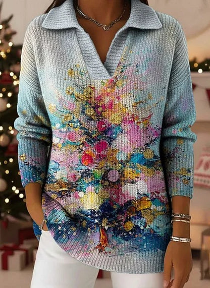🔥【S-5XL】Pletený svetr s límcem a gradientním vzorem Dreamy Starly Sky