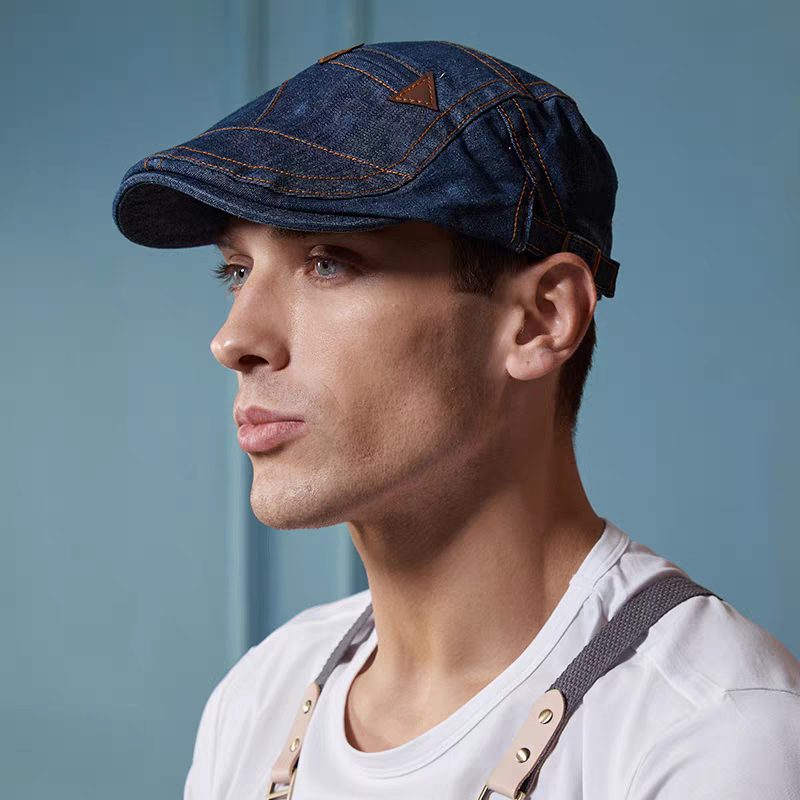 ⏰Oferta por tiempo limitado:😎Boina de mezclilla para hombre Gorra con visera Retro Sombrero informal