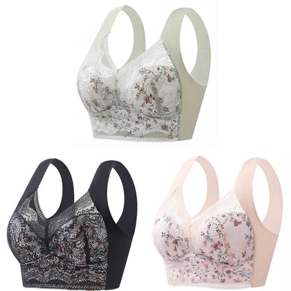 【3 komada 】【M-5XL】Bešavni grudnjak od ledene svile velike veličine, prozračan i podesiv【40kg-100kg】