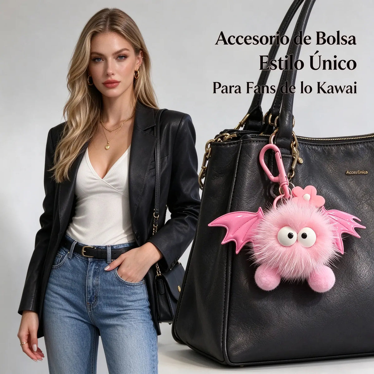 ✨[4 piezas] Precio: 26 €🦇Llavero/adorno para bolso con forma de murciélago, de piel sintética de visón (estilo Instagram)