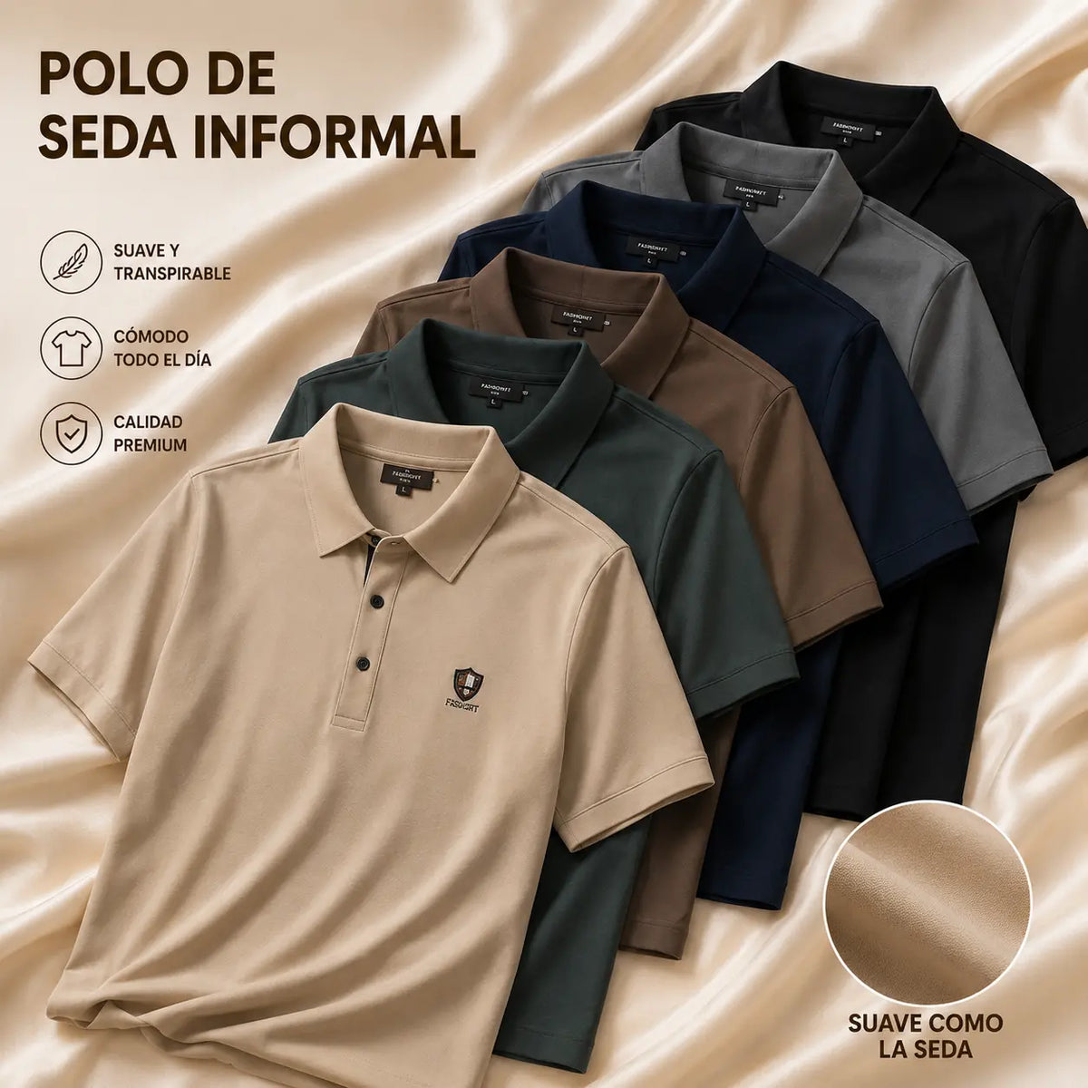 【M-4XL】Verano 2026 Nuevo polo casual con solapa de media manga de seda helada