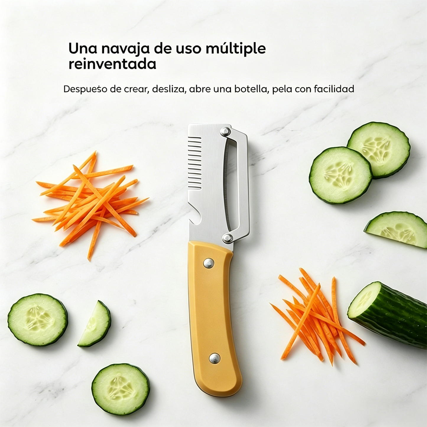 ✅Compra 1 y llévate 1 gratis 🧅🔪 Pelador de cocina multifuncional 3 en 1: ¡Pela, corta y abre botellas! 🔥