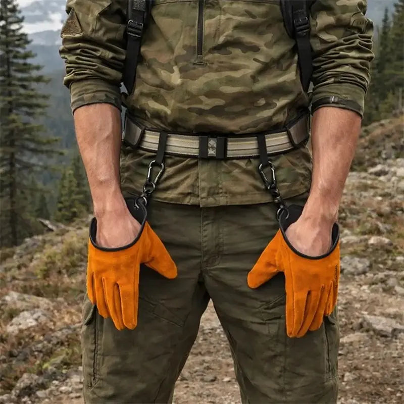 Guantes de trabajo de piel de vacuno gruesos y resistentes al desgaste para exteriores