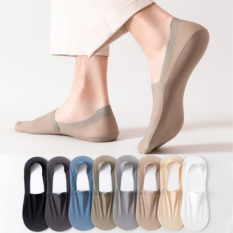 [8 pares por 28 euros]Calcetines cortos de corte bajo de seda helada nuevos para hombre, resistentes a los olores y que absorben el sudor, transpirables y antideslizantes.