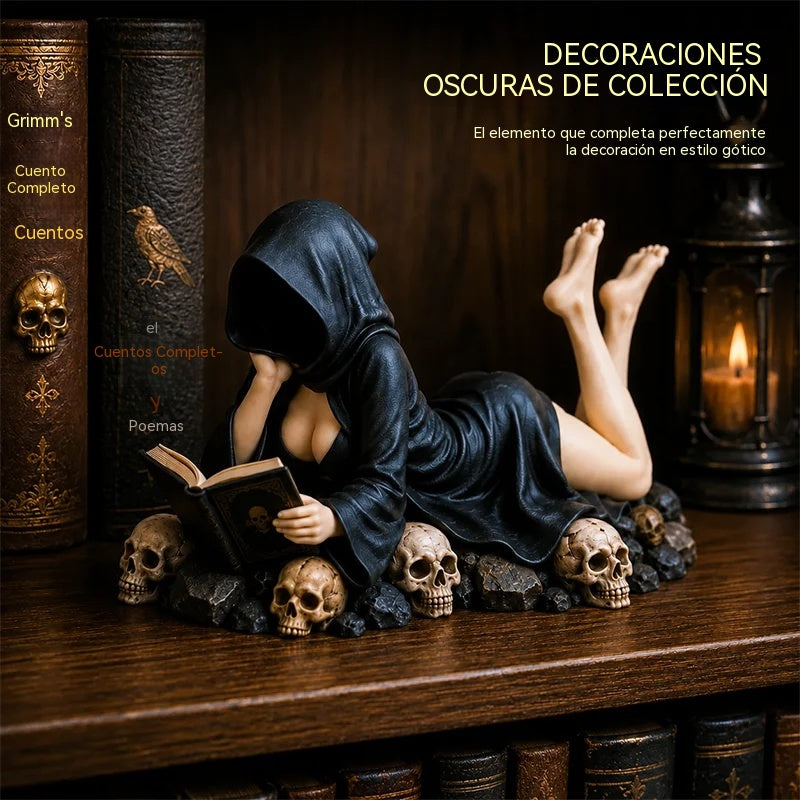 【Novedad 2026】Estatuilla gótica «Lector encapuchado»: un adorno misterioso y sensual para el dormitorio o la oficina. ¡Un regalo decorativo de estilo *dark academia*! 🖤📖