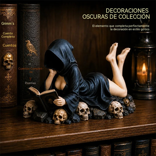 【Novedad 2026】Estatuilla gótica «Lector encapuchado»: un adorno misterioso y sensual para el dormitorio o la oficina. ¡Un regalo decorativo de estilo *dark academia*! 🖤📖