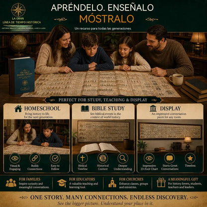 🔥📜 OFERTA ESPECIAL | Cuadro de historia sincronológica: 6.000 años de acontecimientos bíblicos y mundiales en una línea de tiempo desplegable.