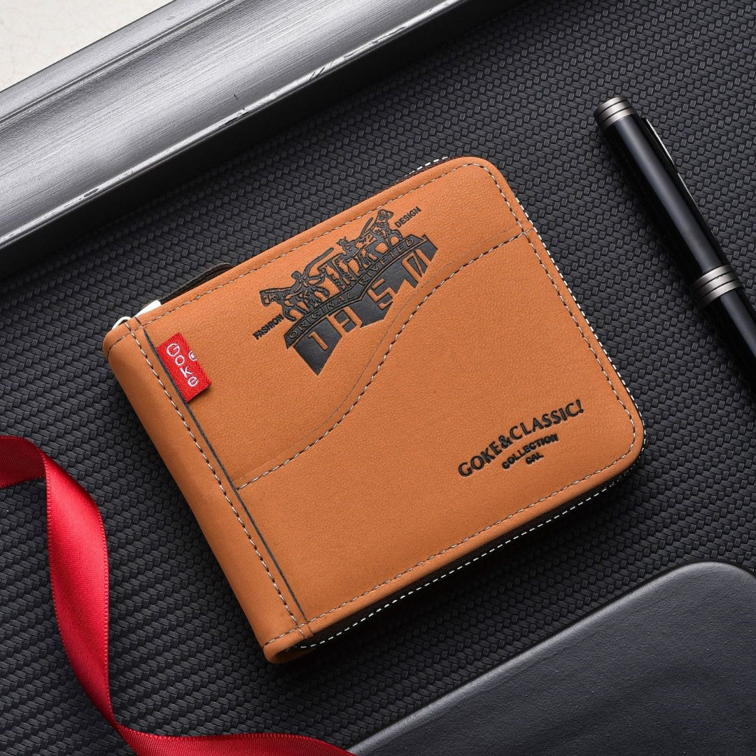 💥💥Nueva cartera corta retro con cremallera para hombre
