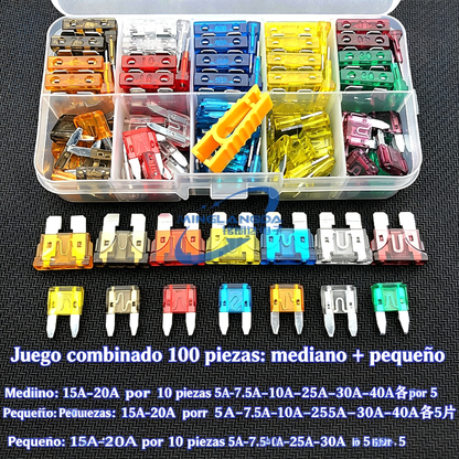 🔧⚡ Kit de fusibles surtido para coche – ¡Todos los amperajes en un solo estuche! 🚗🧰