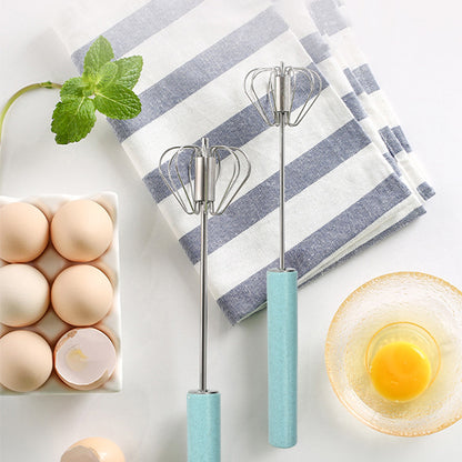 【 2 pieza por 24 euros】Batidor de huevos semiautomático de acero inoxidable
