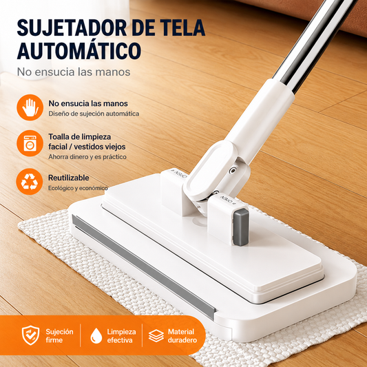 🔥【Set de 4】Trapeador multifuncional con clip de tela, nuevo trapeador doméstico que no requiere lavado