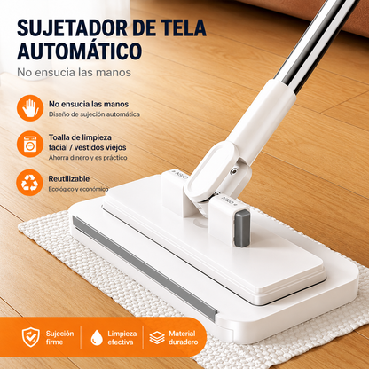 🔥【Set de 4】Trapeador multifuncional con clip de tela, nuevo trapeador doméstico que no requiere lavado