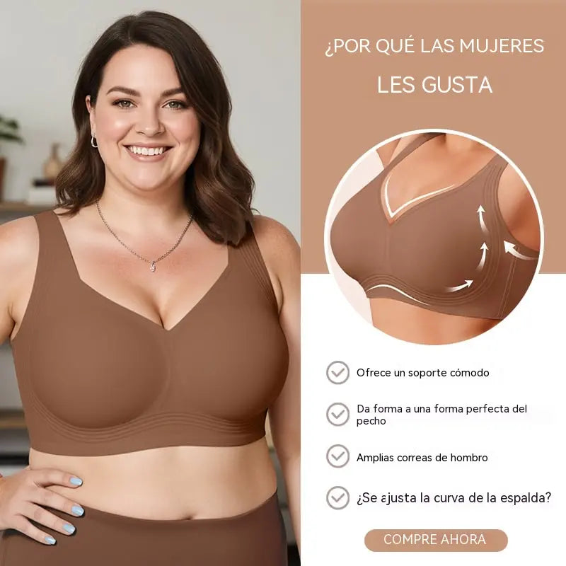 【Juego de 2 piezas】Sujetador sin aros para mujer de tallas grandes | Sujeción completa, cómodo y transpirable | Efecto lifting | Tallas S-4XL (Adecuado para un peso de 35 a 105 kg)