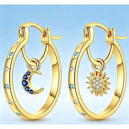 🌙 Pendientes de cielo estrellado y luna: diseño multicapa, significado profundo, hipoalergénicos ✨