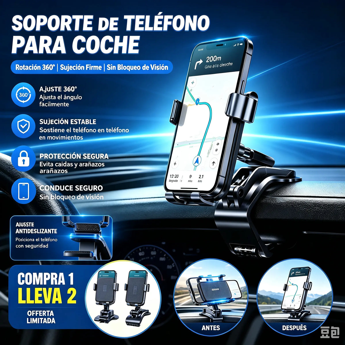 [2 piezas 25 euros] Soporte de Móvil con Pinza 360°