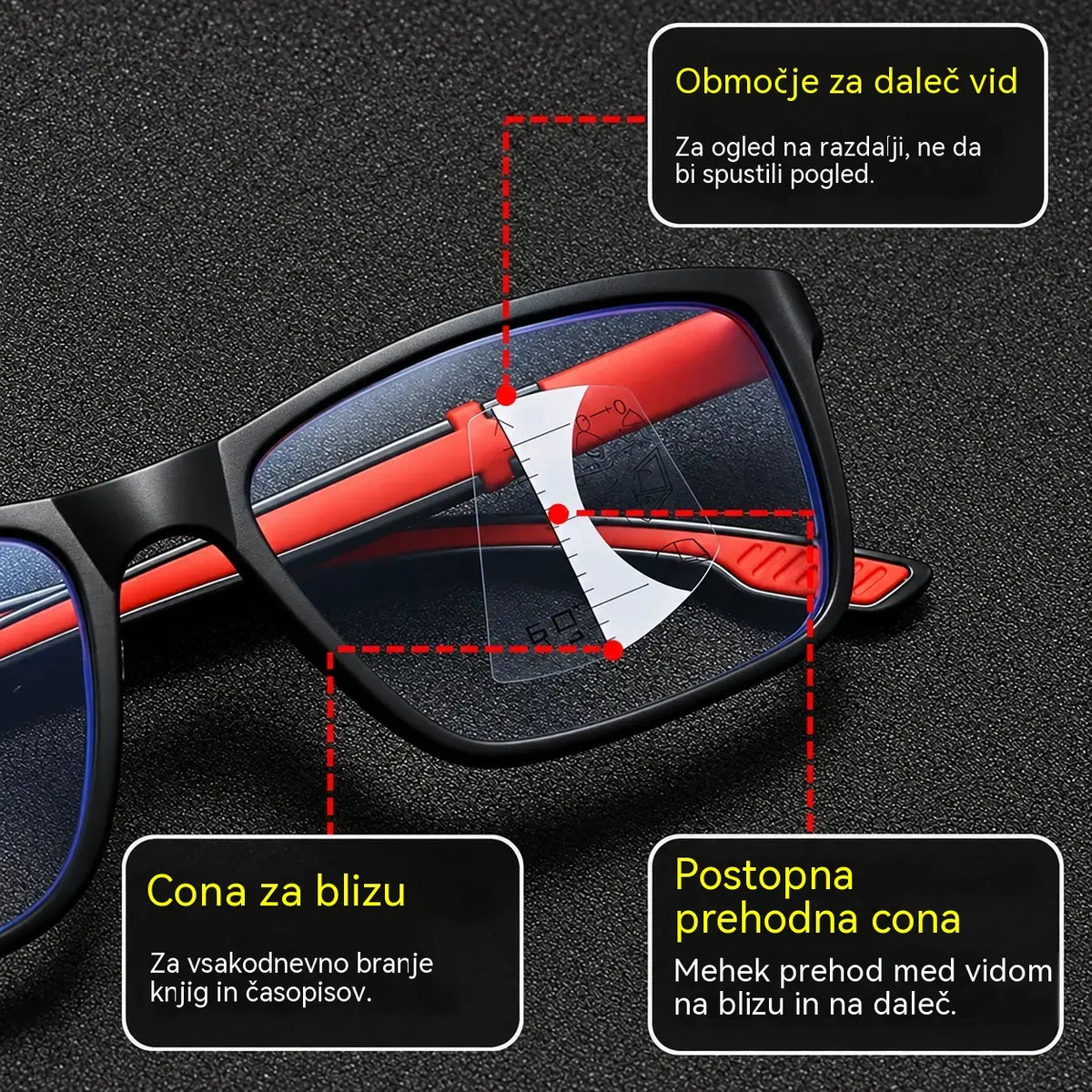 👓 Športna večžariščna očala za branje ✨ Fotokromatska stekla | Za vid na blizu in daleč | Zasnova, ki preprečuje drsenje