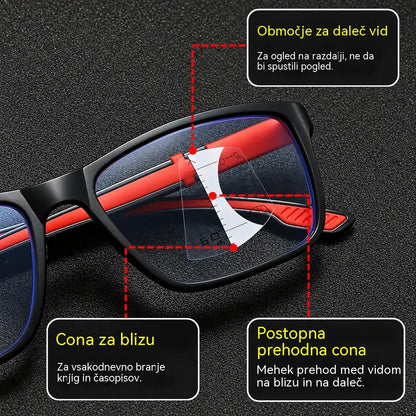 👓 Športna večžariščna očala za branje ✨ Fotokromatska stekla | Za vid na blizu in daleč | Zasnova, ki preprečuje drsenje