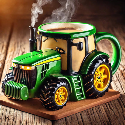 🔥☕Taza de café retro con forma de tractor agrícola