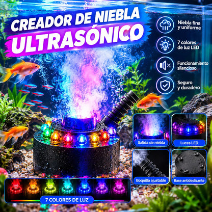Generador de niebla ultrasónico con 12 luces LED