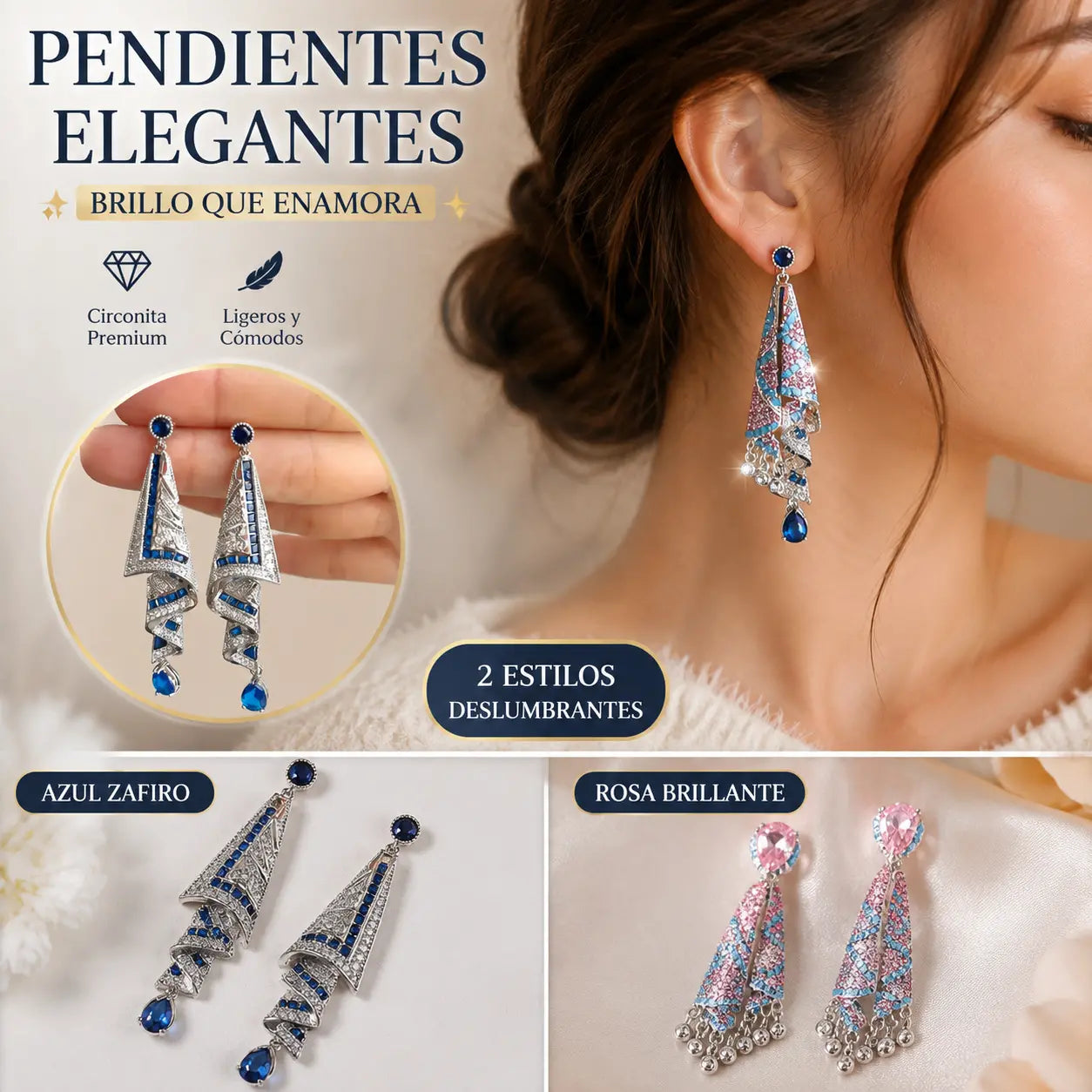 Elegantes y lujosos pendientes colgantes para mujer, engastados con circonitas cúbicas brillantes, sofisticados y exquisitos.