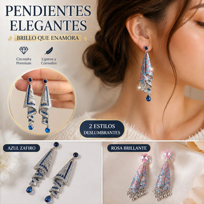 Elegantes y lujosos pendientes colgantes para mujer, engastados con circonitas cúbicas brillantes, sofisticados y exquisitos.