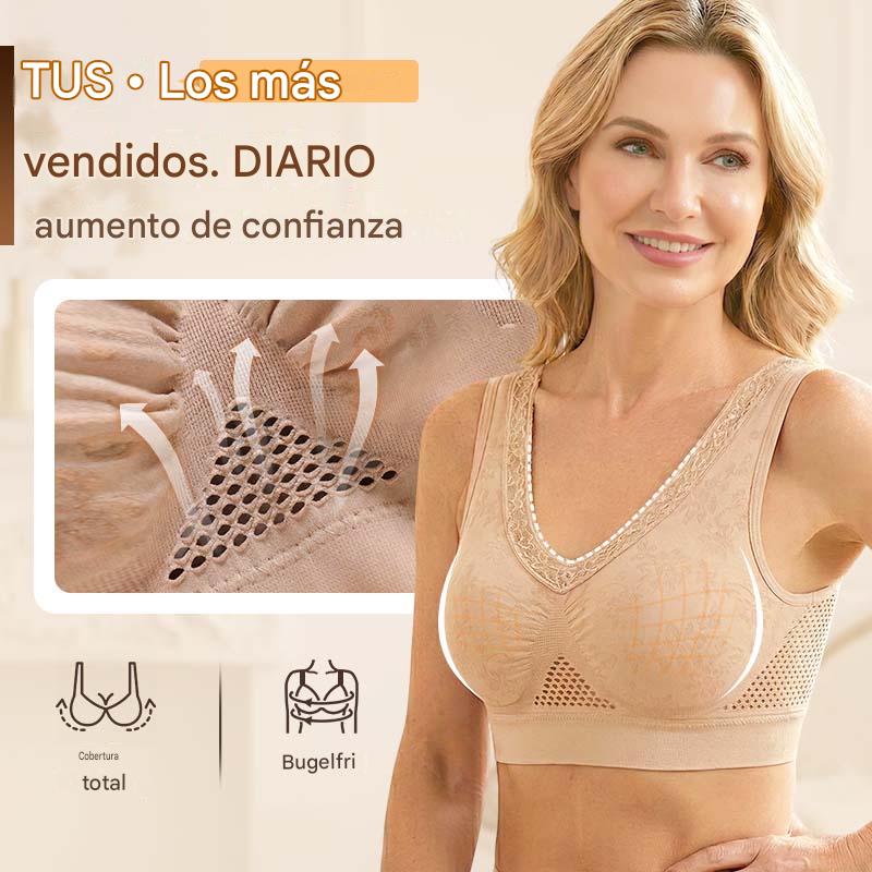 【M-6XL】2 pieza -【40-120kg】Nuevo sujetador cómodo y sin aros para mujer en tallas grandes; transpirable y confortable, con malla para la disipación del calor.