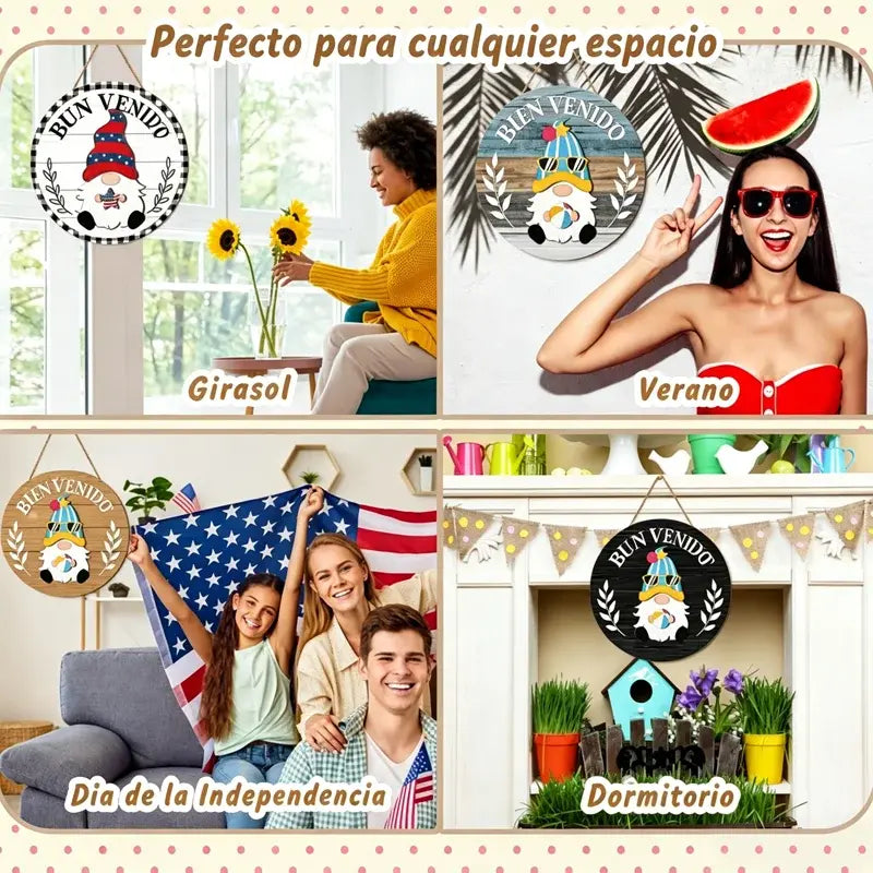 🎄 Letrero de Madera Intercambiable para Puerta – Decoración DIY para Todas las Fiestas
