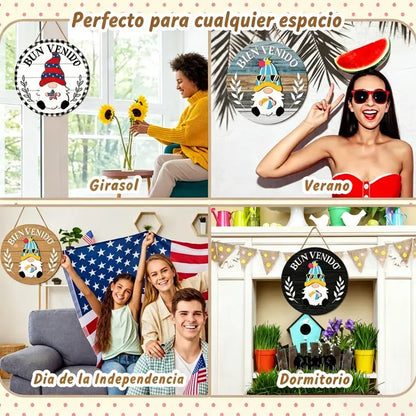🎄 Letrero de Madera Intercambiable para Puerta – Decoración DIY para Todas las Fiestas