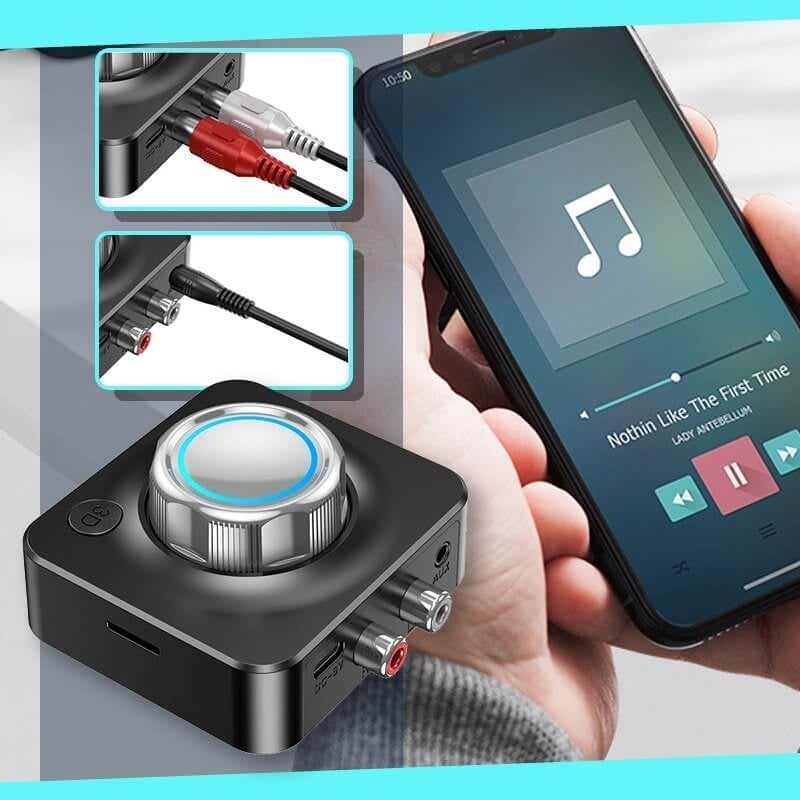 Receptor estéreo Bluetooth 5.0, estéreo a receptor, el adaptador Bluetooth admite reproducción de tarjeta TF