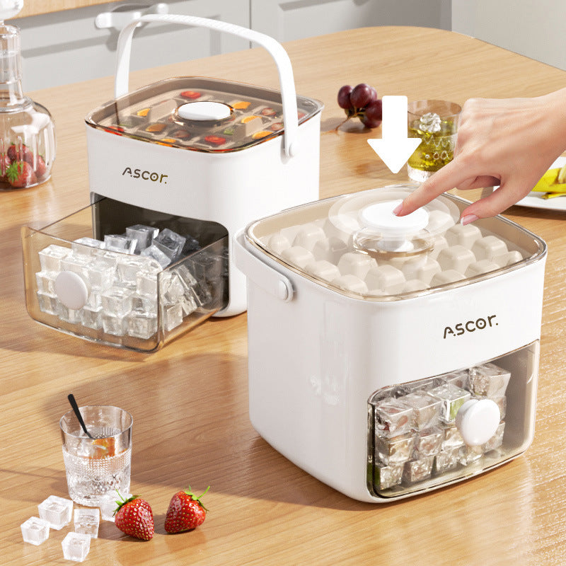 💞¡Ventas superiores a 50 000! 💥🥤🧊 ¡50 % de descuento! Máquina de hielo con función de almacenamiento: produce 48 cubitos a la vez, tapa a prueba de fugas. Apilable, ahorra espacio. Incluye pala y pinzas para hielo 🏖️✅