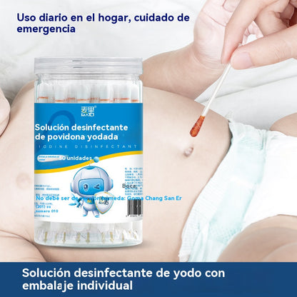 🔥❤️【Compra 1 y llévate 1 gratis】Hisopos de algodón desinfectantes con yodo, hisopos de algodón desechables para desinfección y limpieza de heridas
