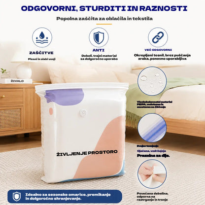 👕📦【5 kosov 25 evrov】Kompresijske vrečke za shranjevanje oblačil, brez potrebe po vakuumu, ojačana zasnova.