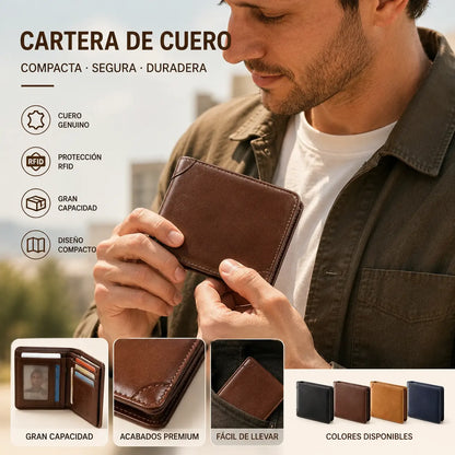 🐂✨ Nueva cartera de cuero genuino para hombre con sistema antirrobo